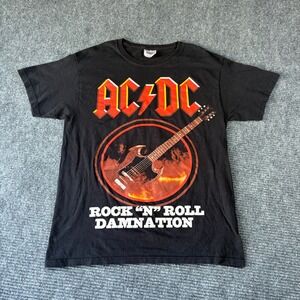 ACDC Rock N Roll Damnation Black Graphic T-Shirt Hanes Heavyweight Mens Medium